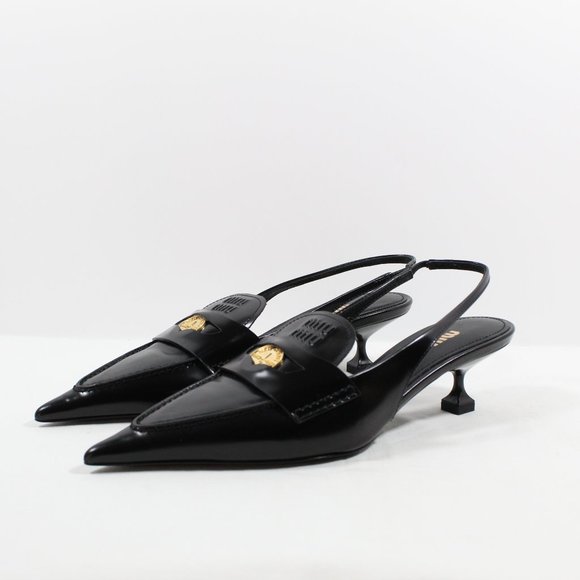 Miu Miu Kitten Heel Slingback Pump - Black 38EU - Picture 1 of 5